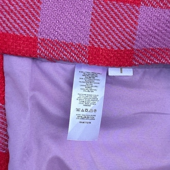 Ann Taylor Barbiecore Red and Lilac Plaid Blazer Size 0P - Picture 4 of 4